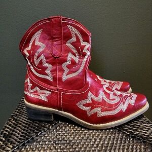 Red Ankle High Womens Boots